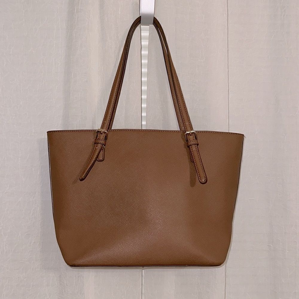 AK Camel Brown Faux Leather Tote Purse Bag - Picture 2 of 11